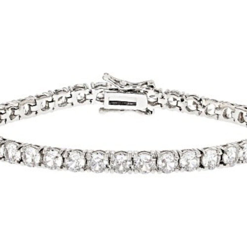 Cubic Zirconia Rhodium Over Brass Tennis Bracelet - Picture 2 of 7